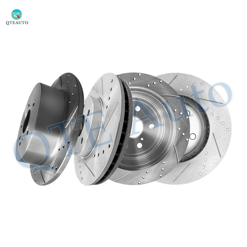 Set of 4 Front 296mm-Rear 290mm Drilled Slotted Brake Disc Rotors For 2004-2010 Toyota Sienna