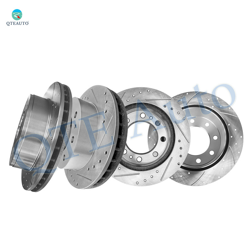 Set of 4 Front 325mm-Rear 330mm Drilled Slotted Brake Disc Rotors For 2006 2007 GMC Yukon XL 2500