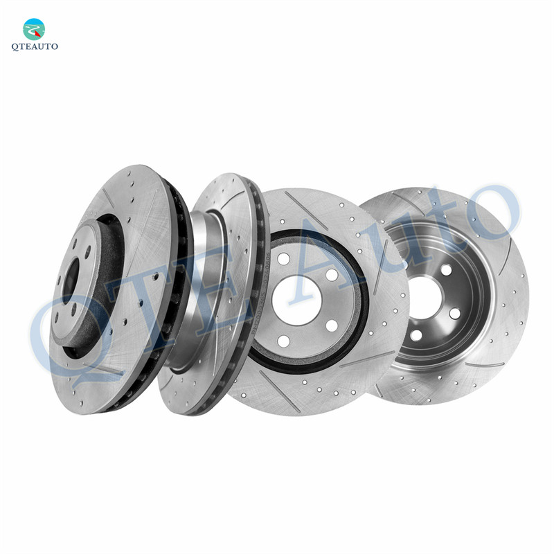 Set of 4 Front 350mm-Rear 330mm Drilled Slotted Brake Disc Rotors For 2011 2012 2015-2020 Jeep Grand Cherokee