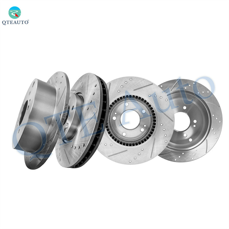 Set of 4 Front 300mm-Rear 284mm Drilled Slotted Brake Disc Rotors For 2011-2016 KIA Sportage