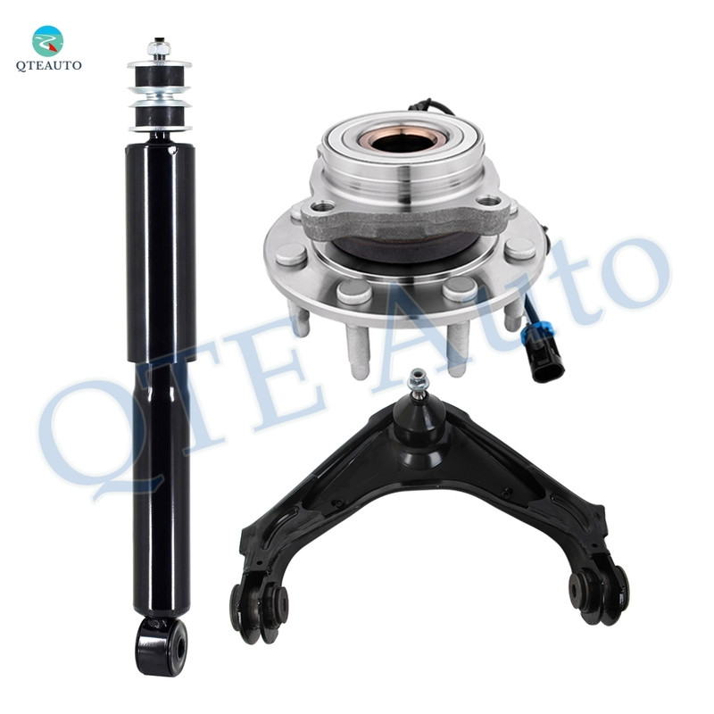 Set of 3 Front Upper Control Arm Ball Joint-Wheel Hub Bearing Assembly-Shock Absorber For 2007 GMC Sierra 3500 Classic