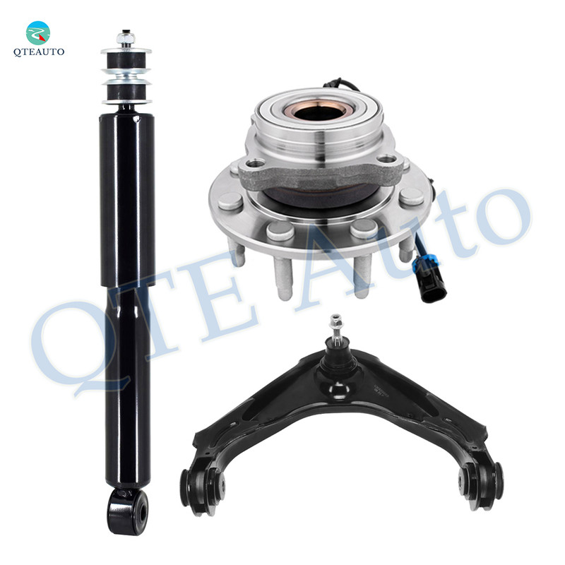 Set of 3 Front Upper Control Arm Ball Joint-Wheel Hub Bearing Assembly-Shock Absorber For 2007 GMC Sierra 3500 Classic