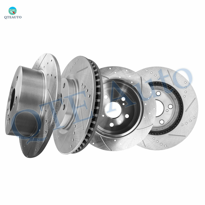 Set of 4 Front 296mm-Rear 281mm Drilled Slotted Brake Disc Rotors To 2013-2018 Toyota Avalon