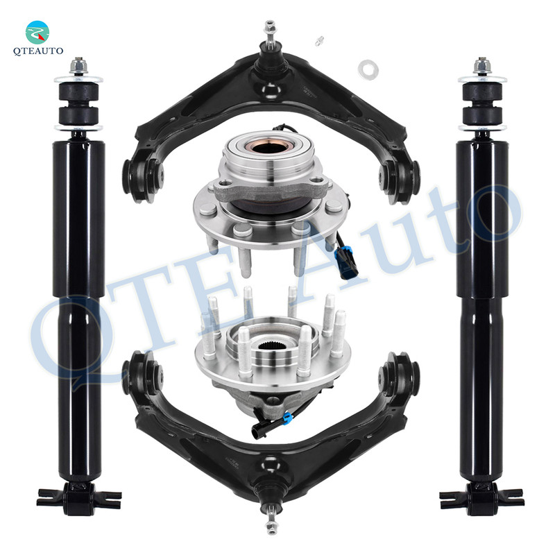 Set of 6 Front Upper Control Arm Ball Joint-Wheel Hub Bearing Assembly-Shock Absorber For 2001 GMC Yukon XL 2500