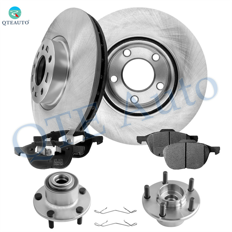 Set of 8 Front 300mm Brake Disc Rotors-Wheel Hub Bearing Assembly-Ceramic Brake Pad Kit For 2004 2005 Mazda 3