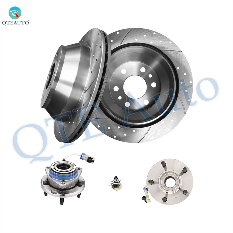 Set of 4 Front 303mm Drilled Slotted Brake Disc Rotors-Wheel Hub Bearing Assembly For 1997-1999 Buick Riviera