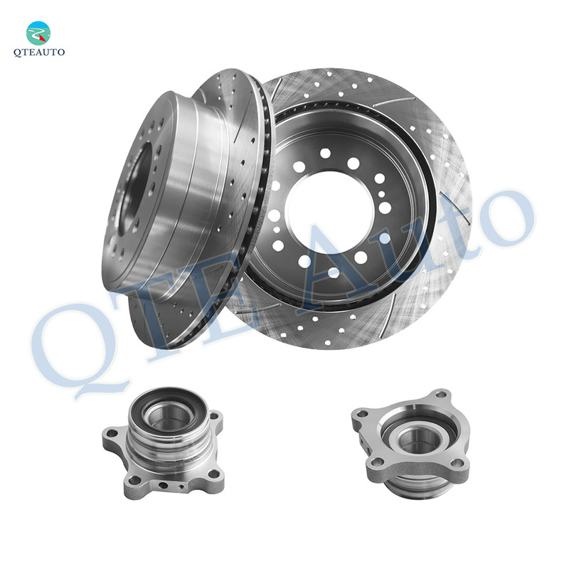 Set of 4 Rear 312mm Drilled Slotted Brake Disc Rotors-Wheel Hub Bearing Assembly For 2003-2009 Toyota 4Runner