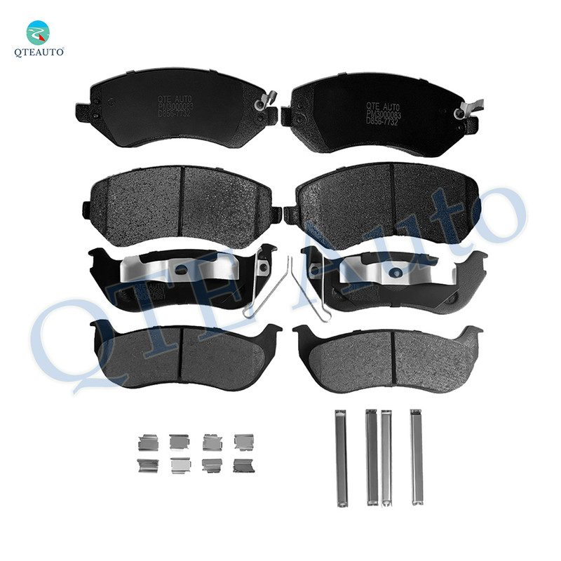 Set of 8 Front D856 7732-Rear Ceramic Brake Pad Kit For 2002-2006 Jeep Liberty