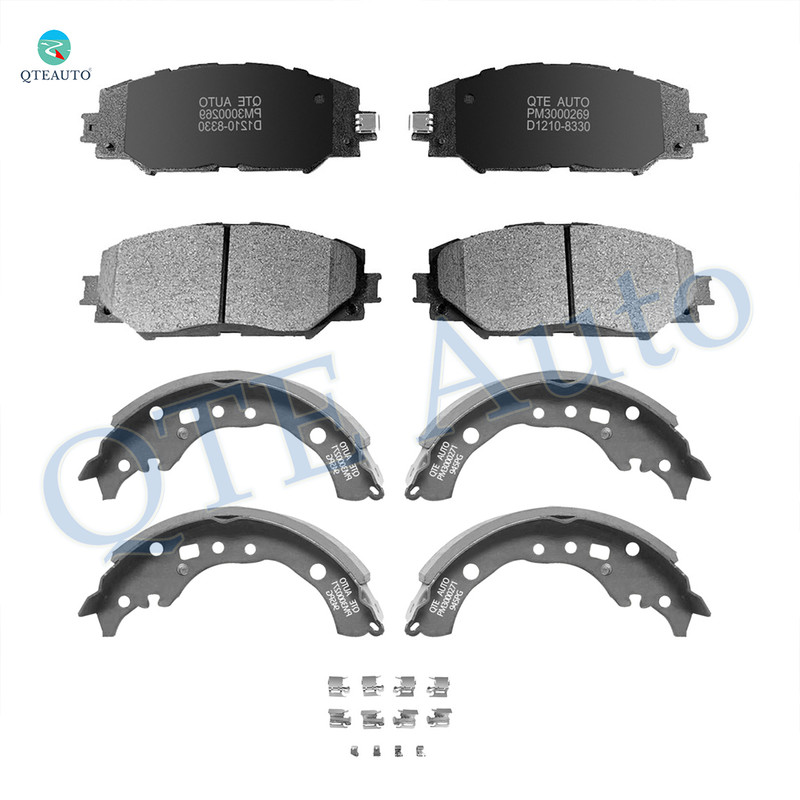 Set of 8 Front Ceramic Brake Pad Kit-Rear Drum Brake Shoe For 2008-2014 Scion XD Base