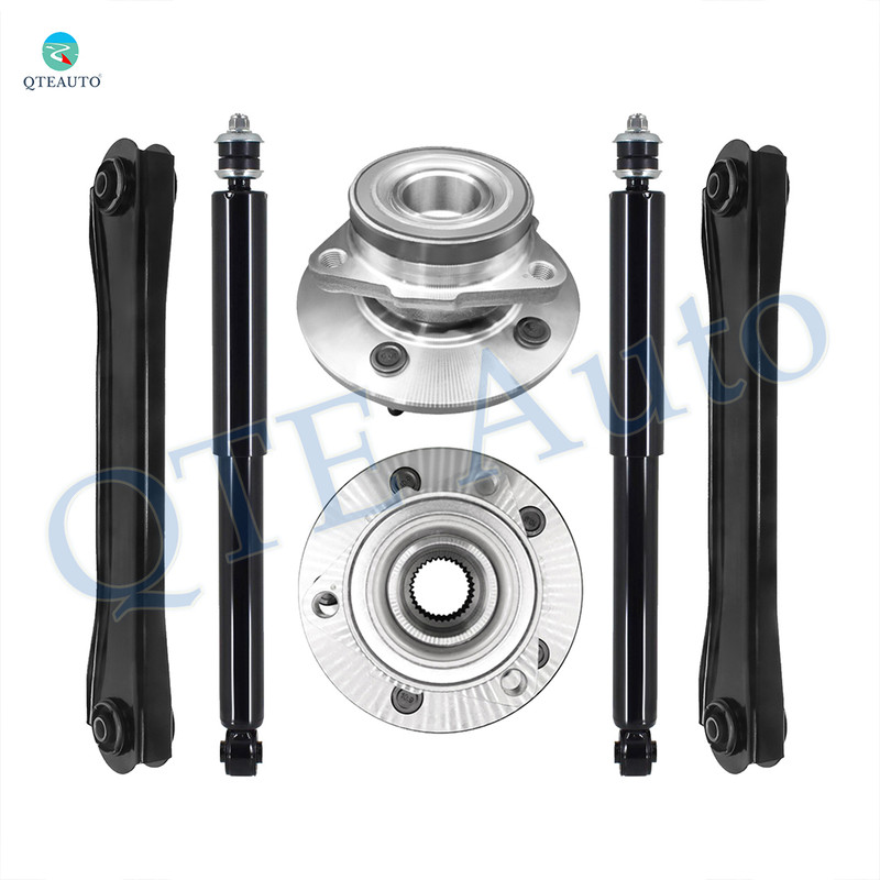 Set of 6 Front Upper Control Arm-Wheel Hub Bearing Assembly-Shock Absorber For 2000 2001 Dodge RAM 1500