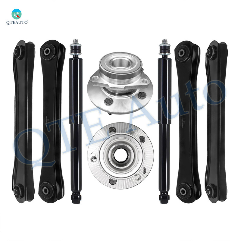 Set of 8 Front Upper and Lower Control Arm-Wheel Hub Bearing Assembly-Shock Absorber For 2000 2001 Dodge RAM 1500