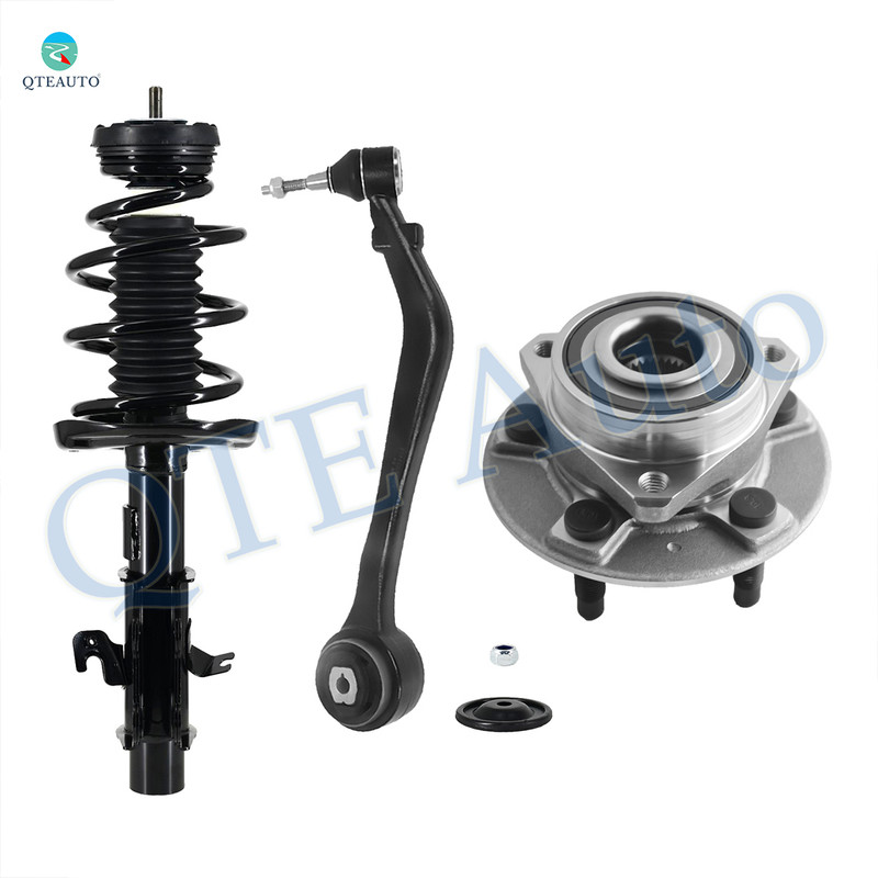 Set of 3 Front Right Lower Forward Control Arm Ball Joint-Wheel Hub Bearing Assembly-Quick Complete Strut-Coil Spring Assembly For 2013-2015 Chevrolet Camaro
