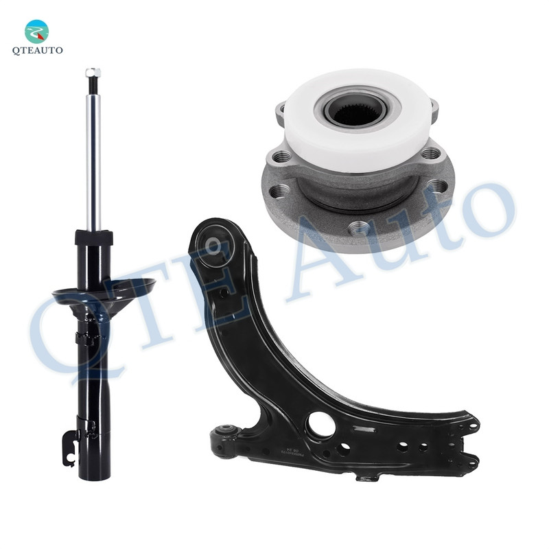 Set of 3 Front Lower Control Arm-Wheel Hub Bearing Assembly-Suspension Strut Assembly For 2005 Volkswagen Jetta Set of 3 Front Lower Control Arm-Wheel Hub Bearing Assembly-Suspension Strut Assembly For 2005 Volkswagen Jetta