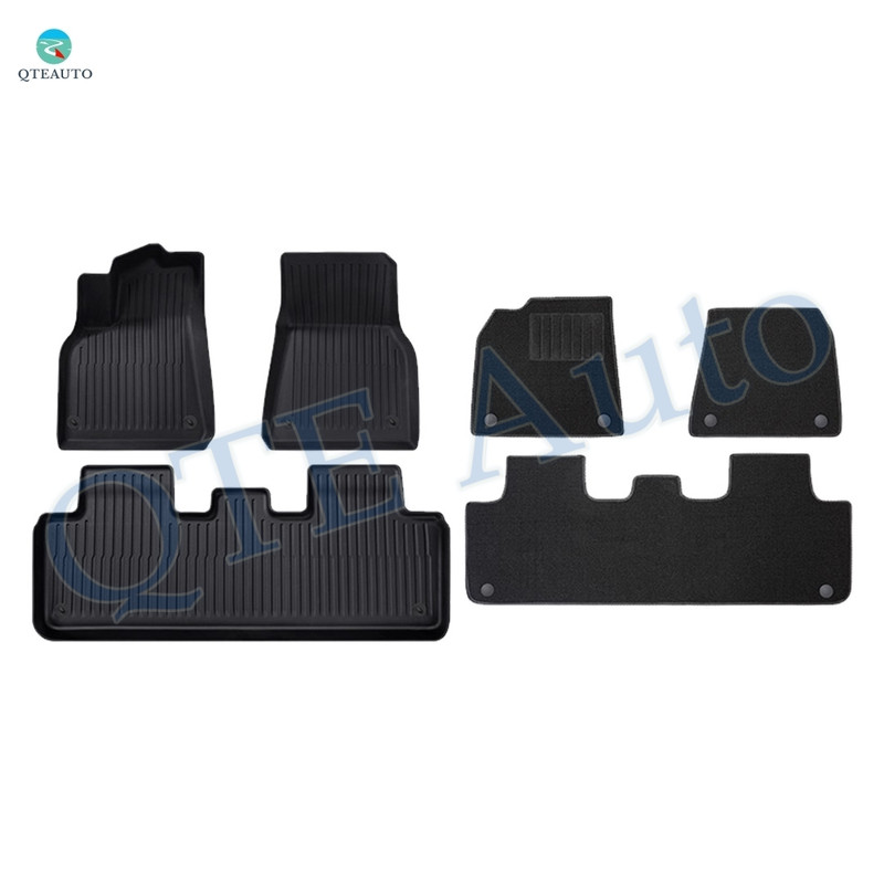 Set of 3 Double-deck Floor Mats Carpets For 2020-2025 Tesla Y
