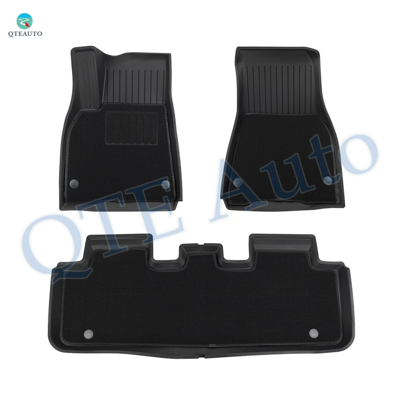 Set of 3 Double-deck Injection Molded Floor Mats For 2020-2025 Tesla Y