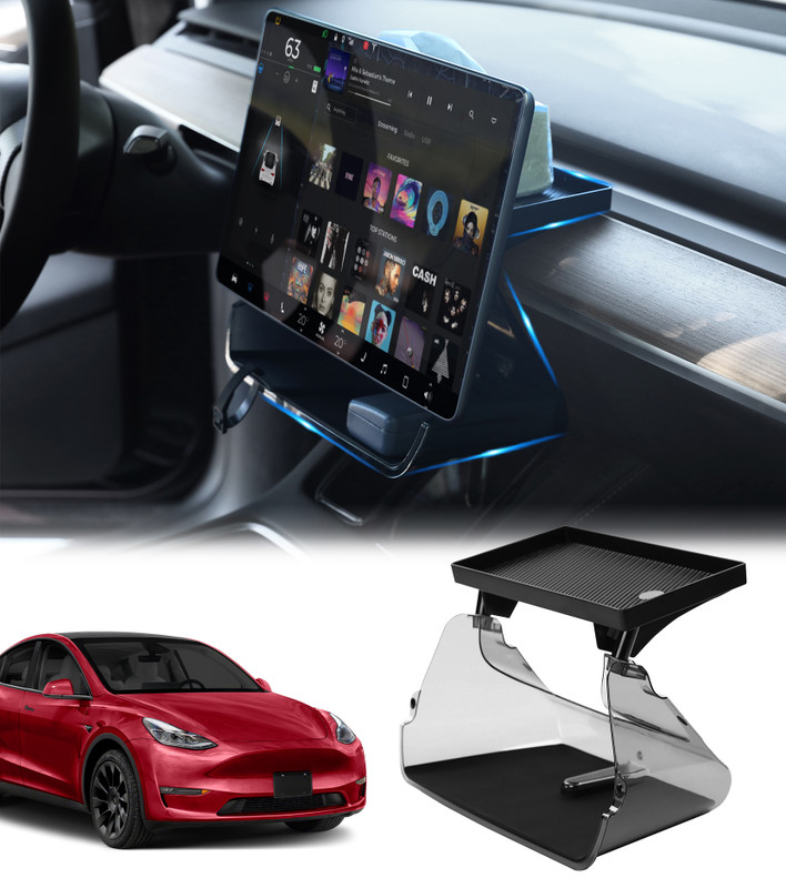 Center Screen Tray Storage Phone Sunglass Key Holder For 2017-2023 Tesla 3 black Except Highland