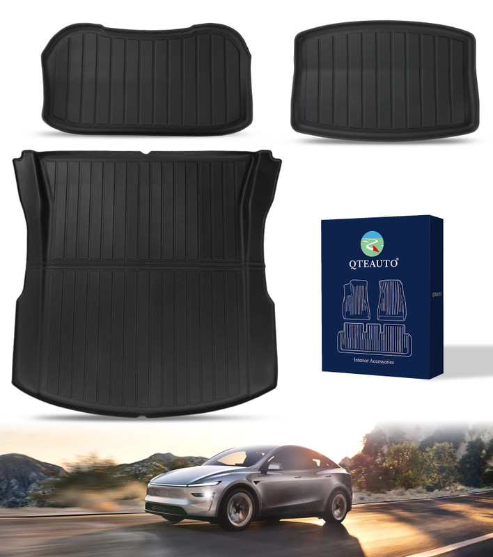 Set of 3 All Weather Trunk Mats Cargo Liner TPE For 2023-2025 Tesla 3