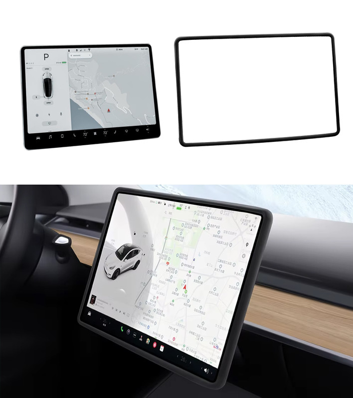 Silicone Case Center Console Screen Frame For 2017-2025 Tesla 3 black