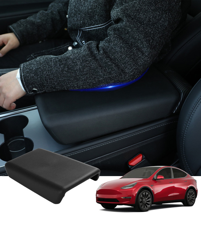 Center Console Armrest Cover Black - TPE For 2020-2025 Tesla Y