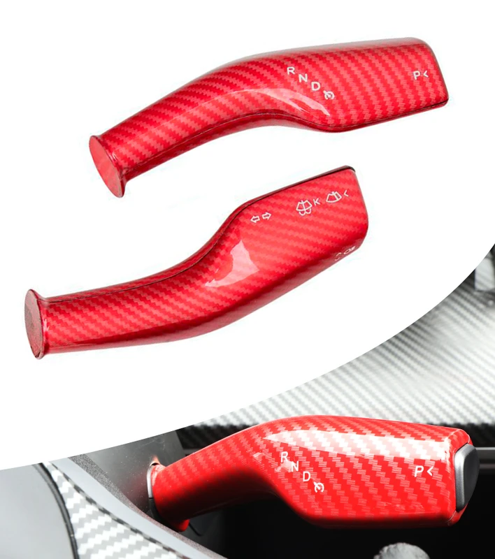 Gear Shift Cover Accessories For 2020-2025 Tesla Y Red Bright Carbon