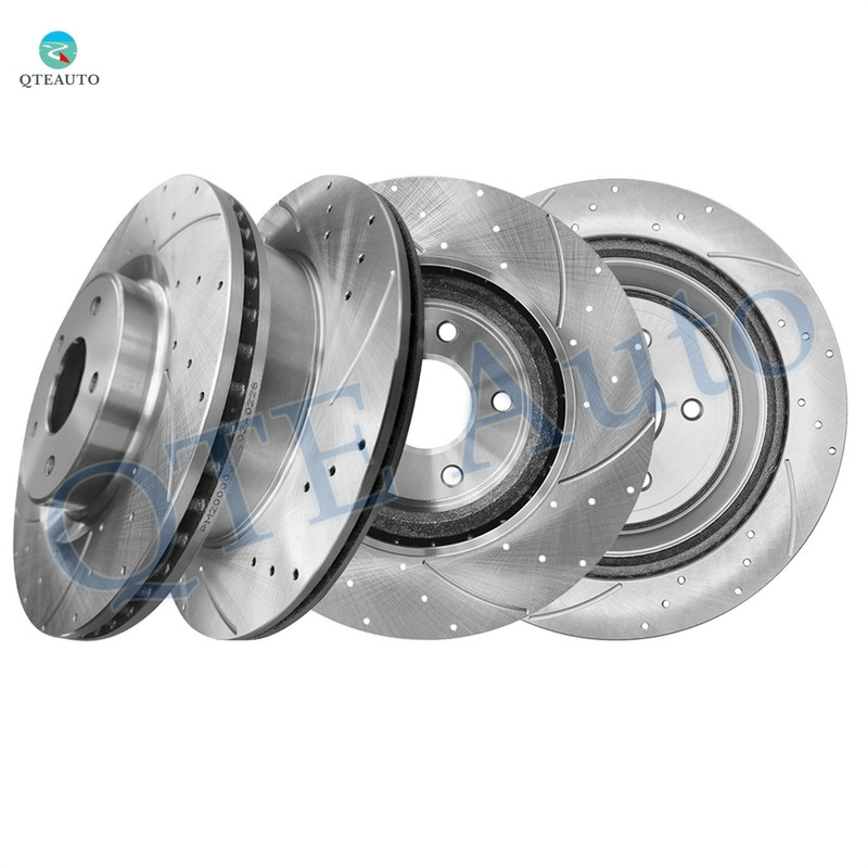 Set of 4 Front 320mm-Rear 308mm Drilled Slotted Brake Disc Rotors For 2013 Infiniti JX35