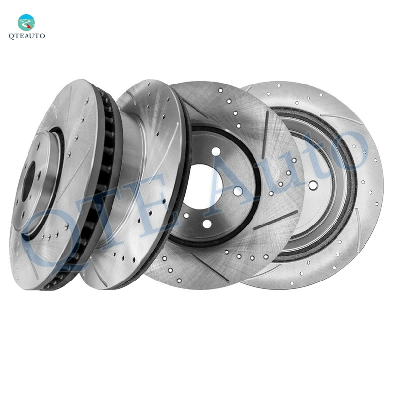 Set of 4 Front 319.6mm-Rear 308mm Drilled Slotted Brake Disc Rotors For 2014 Infiniti QX70