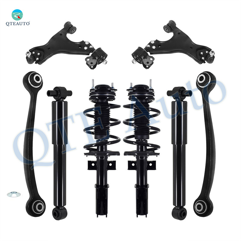 Set of 8 Front Lower Control Arm Ball Joint-Rear Upper Forward Control Arm-Quick Complete Strut-Coil Spring Assembly-Shock Absorber For 2013-2017 Chevrolet Traverse Monotube Performance Upgrade