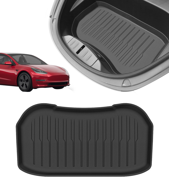 Front Cargo Tray Trunk Floor Mat Liner TPE To 2021-2023 Tesla Model 3 Except Highland Exc. Highland, Essential Tesla Accessories All weather Floor Mats To Model 3 Front Cargo Tray Trunk Floor Mat Liner TPE To 2021-2023 Tesla Model 3 Except Highland Exc. Highland, Essential Tesla Accessories All weather Floor Mats To Model 3