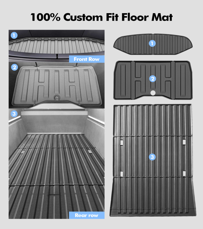 Set of 3 Front Back Box Mats To 2024 2025 Tesla Cybertruck