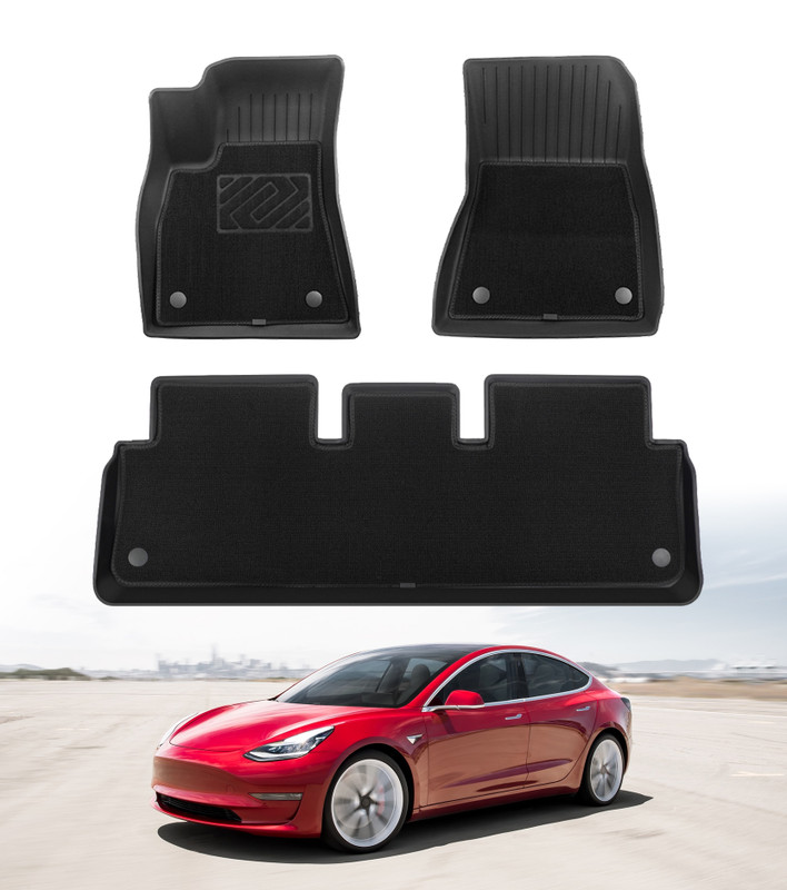 Set 3 All Weather Double-layer Floor Mats To 2017-2023 Tesla 3 Except Highland