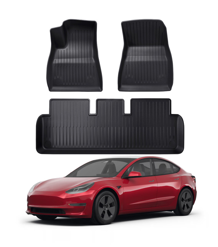 Set of 3 Refresh Edition Floor Mats Carpets To 2023-2025 Tesla 3