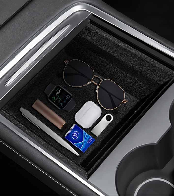 Refresh Edition Center Front Storage Box To 2023-2025 Tesla 3 Flocking