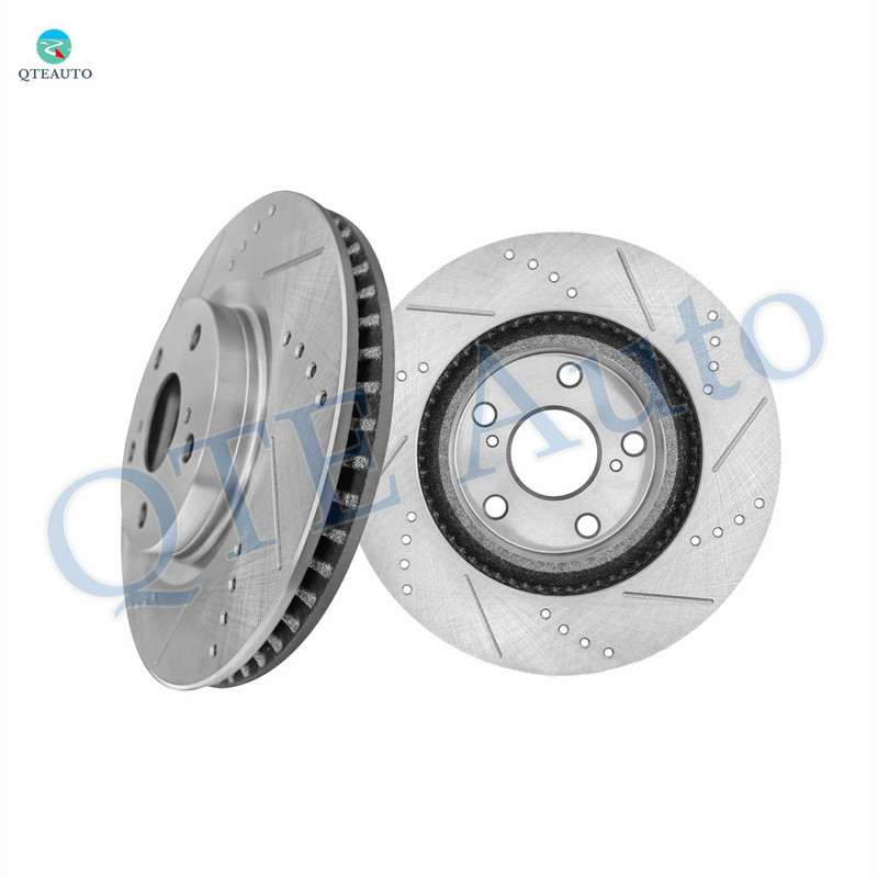 Front Drilled Slotted Disc Brake Rotors For 2012-2017 Toyota Camry, 2012-2018 Toyota Avalon, 2016-2018 Lexus ES350, 296mm Automotive Replacement Brake Rotors
