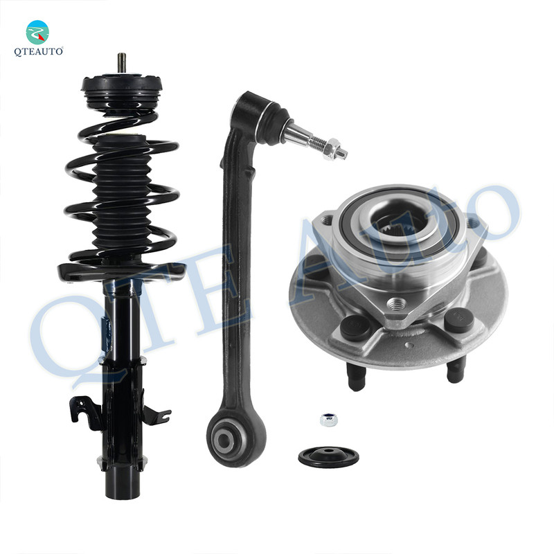 Set of 3 Front Right Lower Rearward Control Arm Ball Joint-Wheel Hub Bearing Assembly-Quick Complete Strut-Coil Spring Assembly For 2013-2015 Chevrolet Camaro