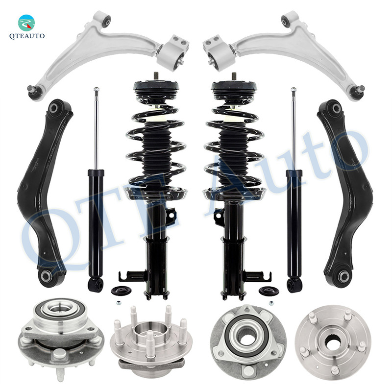 Set of 12 Front Lower Control Arm Ball Joint-Wheel Hub Bearing Assembly-Quick Complete Strut-Coil Spring Assembly-Rear Upper Control Arm-Wheel Hub Bearing Assembly-Shock Absorber For 2013-2015 Chevrolet Malibu