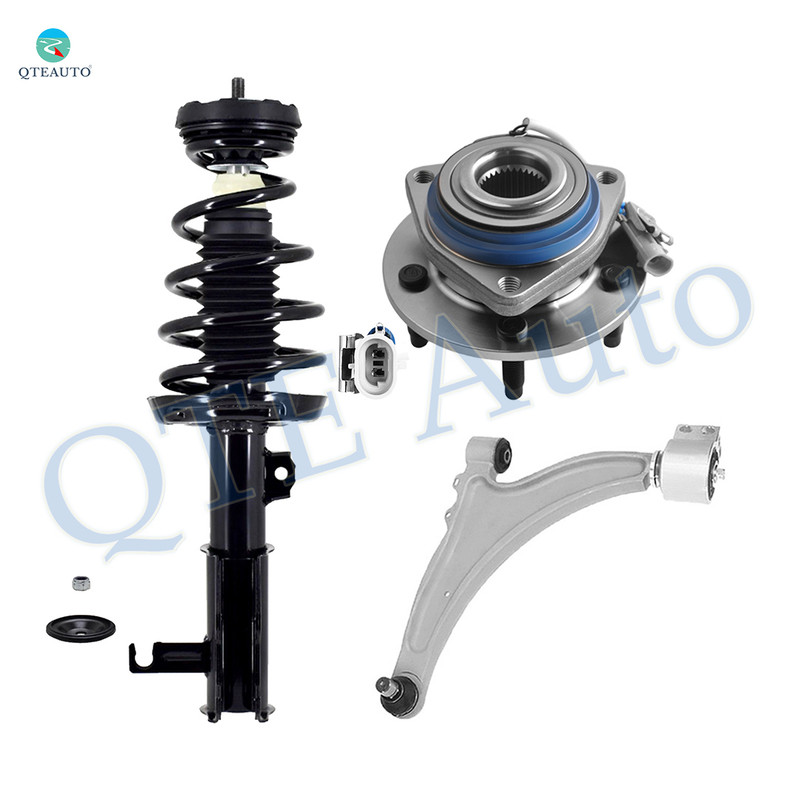 Set of 3 Front Left Lower Control Arm Ball Joint-Wheel Hub Bearing Assembly-Quick Complete Strut-Coil Spring Assembly For 2010 Buick Allure AWD