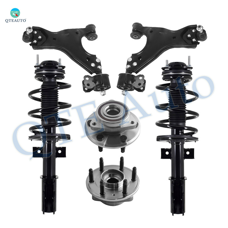 Set of 6 Front Lower Control Arm Ball Joint-Wheel Hub Bearing Assembly-Quick Complete Strut-Coil Spring Assembly For 2009-2012 Chevrolet Traverse