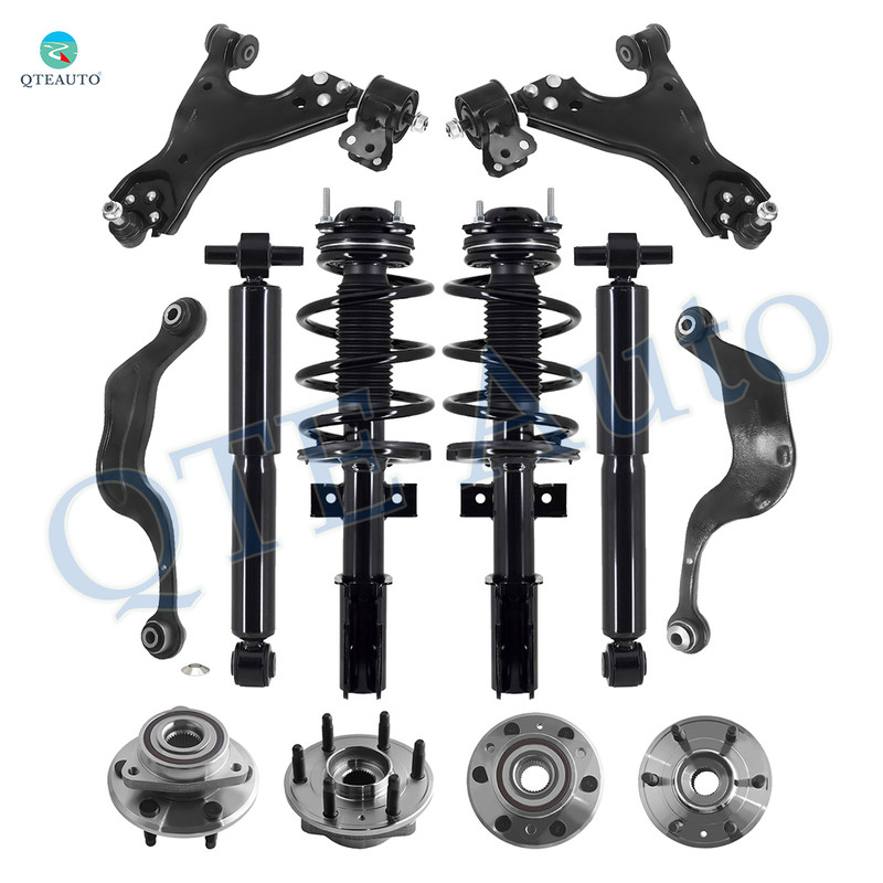 Set of 12 Front Lower Control Arm Ball Joint-Wheel Hub Bearing Assembly-Quick Complete Strut-Coil Spring Assembly-Rear Upper Rearward Control Arm-Wheel Hub Bearing Assembly-Shock Absorber For 2008-2012 Buick Enclave