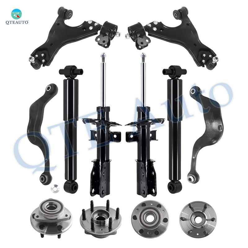 Set of 12 Front Lower Control Arm Ball Joint-Wheel Hub Bearing Assembly-Suspension Strut Assembly-Rear Upper Rearward Control Arm-Wheel Hub Bearing Assembly-Shock Absorber For 2013-2016 GMC Acadia Monotube Performance Upgrade