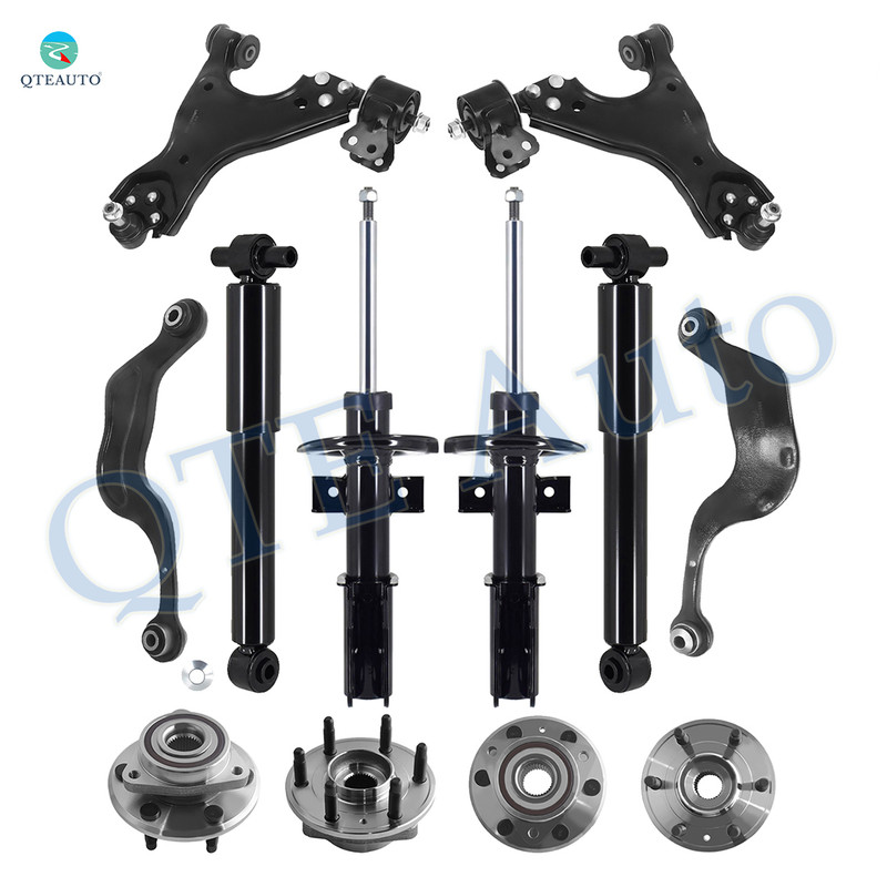Set of 12 Front Lower Control Arm Ball Joint-Wheel Hub Bearing Assembly-Suspension Strut Assembly-Rear Upper Rearward Control Arm-Wheel Hub Bearing Assembly-Shock Absorber For 2007-2012 GMC Acadia Monotube Performance Upgrade