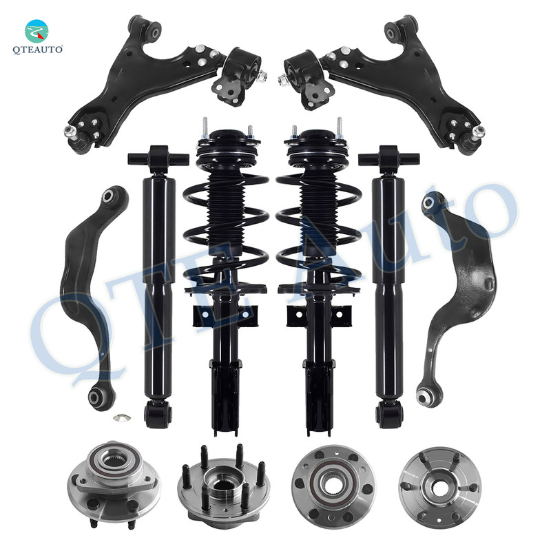 Set of 12 Front Lower Control Arm Ball Joint-Wheel Hub Bearing Assembly-Quick Complete Strut-Coil Spring Assembly-Rear Upper Rearward Control Arm-Wheel Hub Bearing Assembly-Shock Absorber For 2017 GMC Acadia Limited
