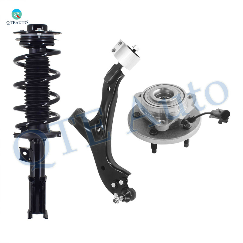 Set of 3 Front Right Lower Control Arm Ball Joint-Wheel Hub Bearing Assembly-Quick Complete Strut-Coil Spring Assembly For 2007-2009 Chevrolet Equinox