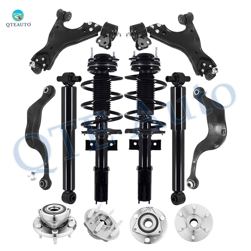 Set of 12 Front Lower Control Arm Ball Joint-Wheel Hub Bearing Assembly-Quick Complete Strut-Coil Spring Assembly-Rear Upper Rearward Control Arm-Wheel Hub Bearing Assembly-Shock Absorber For 2017 GMC Acadia Limited Monotube Performance Upgrade