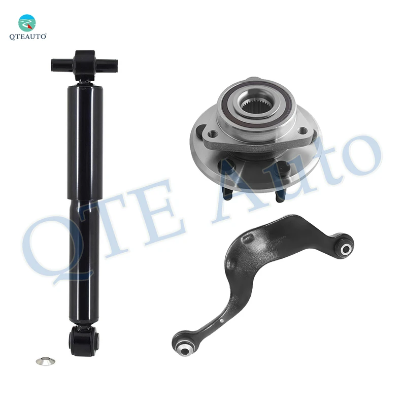 Set of 3 Rear Left Upper Rearward Control Arm-Wheel Hub Bearing Assembly-Shock Absorber For 2009-2017 Chevrolet Traverse