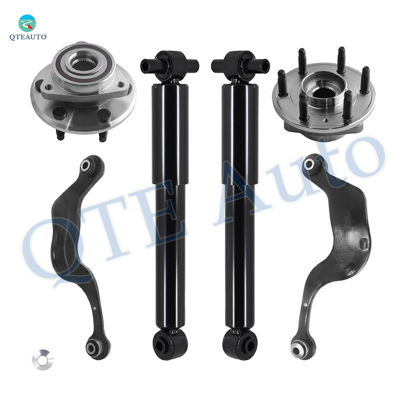 Set of 6 Rear Upper Rearward Control Arm-Wheel Hub Bearing Assembly-Shock Absorber For 2017 GMC Acadia Limited Monotube Performance Upgrade