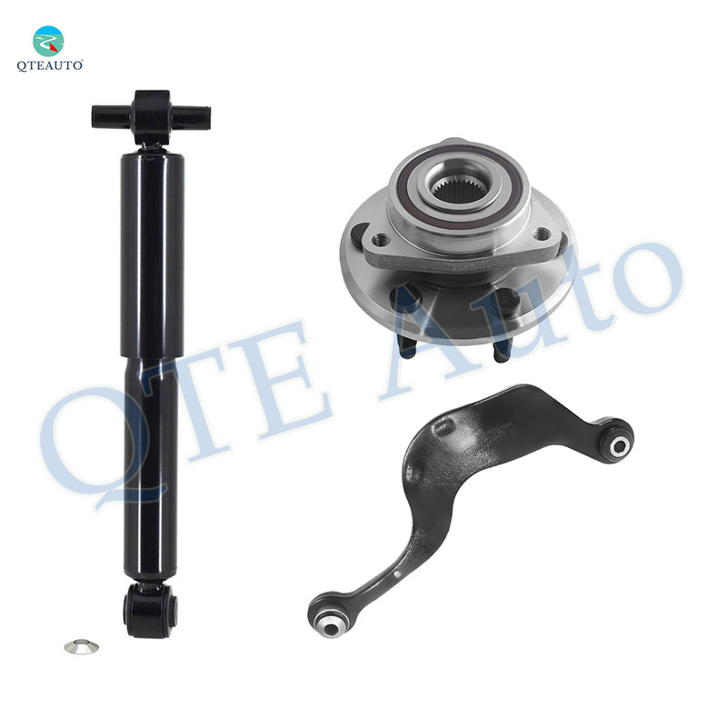 Set of 3 Rear Left Upper Rearward Control Arm-Wheel Hub Bearing Assembly-Shock Absorber For 2017 GMC Acadia Limited