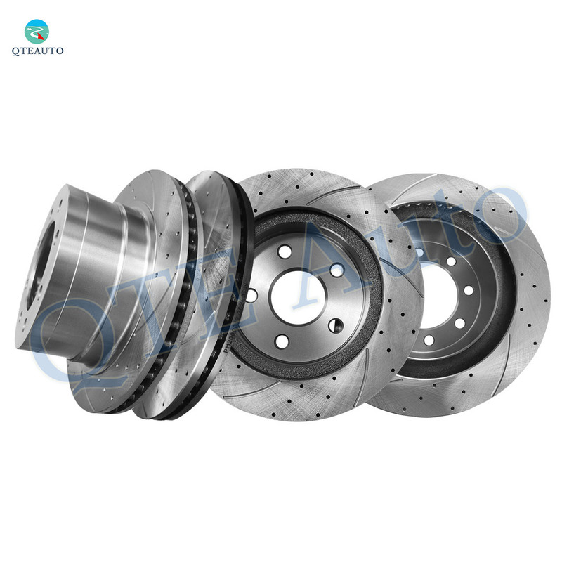 Set of 4 Front 336mm-Rear 351.9mm Drilled Slotted Brake Disc Rotors Replacement For 2006-2008 Dodge RAM 1500