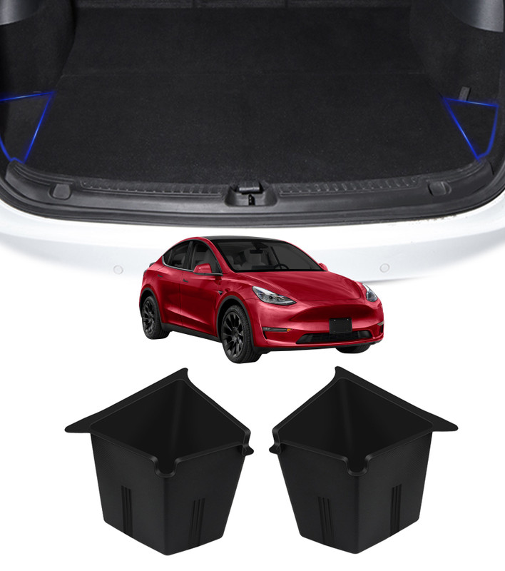 Trunk Organizer Set of 2 Side Buckets Without Lid For 2017 - 2025 Tesla Model Y, Trunk Storage Bins