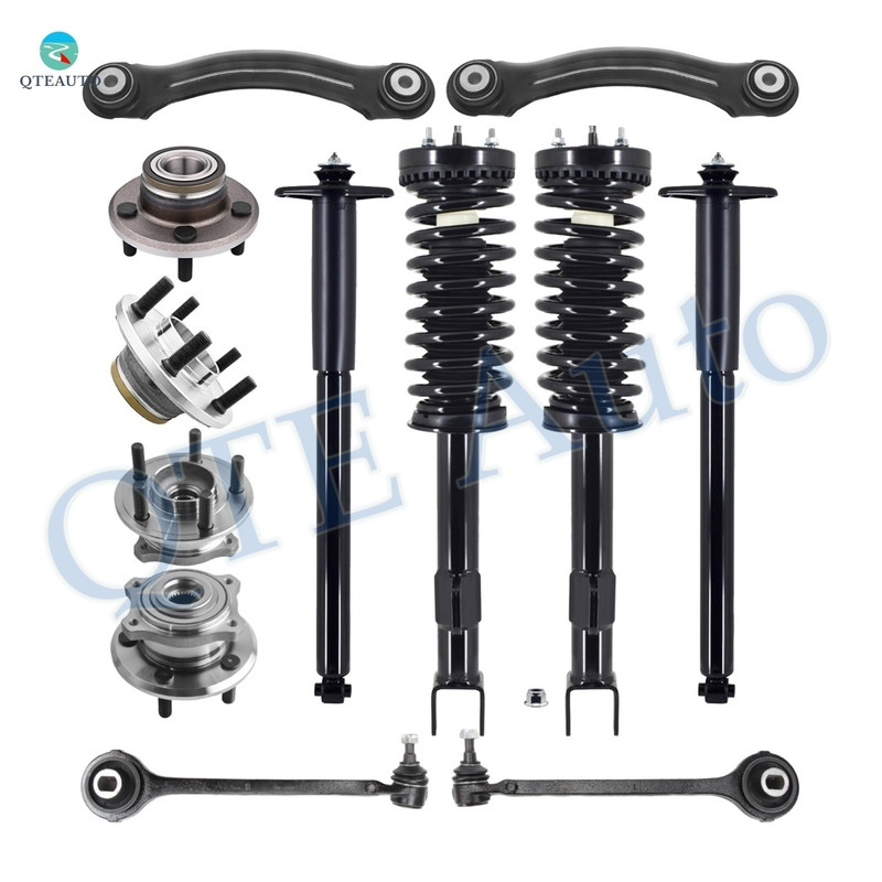Set 12 Front Lower Forward Control Arm Ball Joint-Rear Upper Forward Control Arm-Wheel Hub Bearing-Quick Complete Strut-Complete Shock Absorber For 2006-2009 Dodge Charger