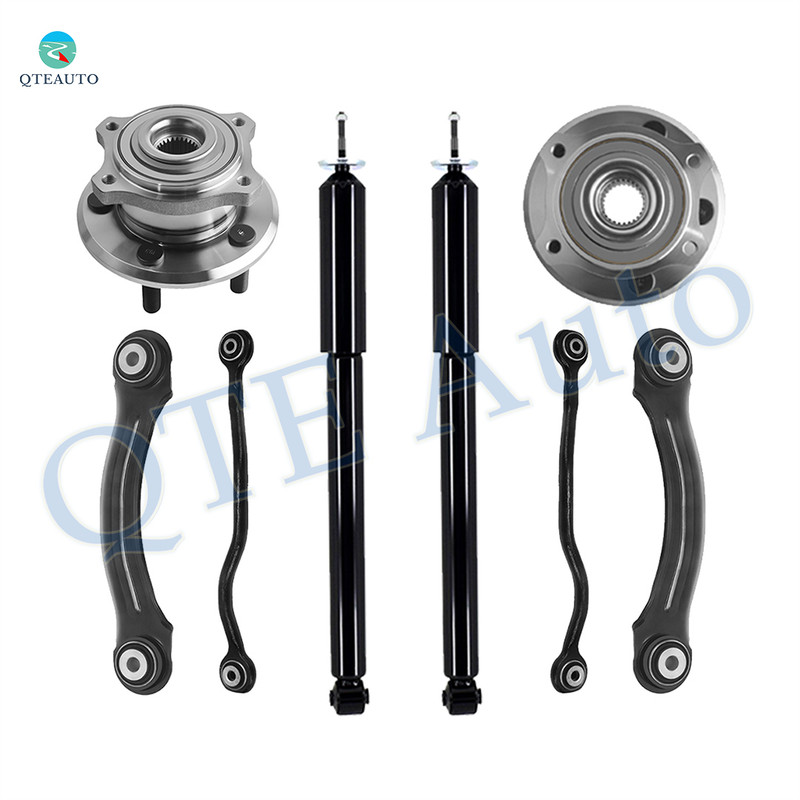 Set of 8 Rear Lower Rearward-Upper Forward Control Arm-Wheel Hub Bearing Assembly-Shock Absorber For 2005-2009 Chrysler 300 w/ Performance Suspension